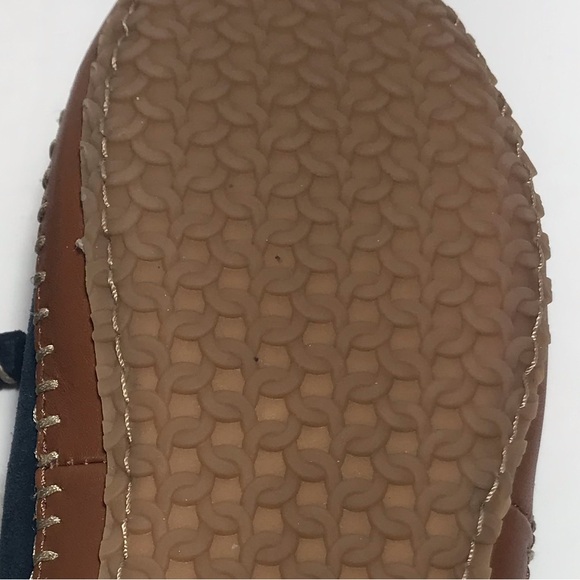 Lands' End Dark Navy Blue Slip On Embroidered Slippers Size 8 - Picture 9 of 12